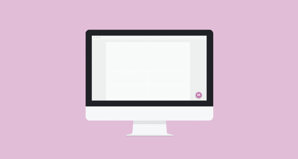 Illustration av desktopd-ator av iMac-typ med widget i nedre högra hörnet på skärmen